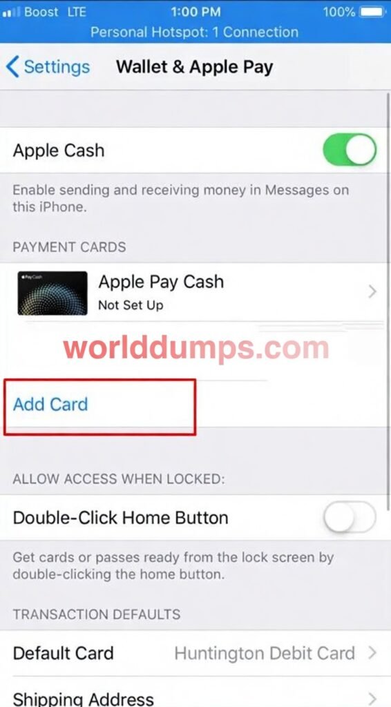 APPLE PAY CARDING METHOD